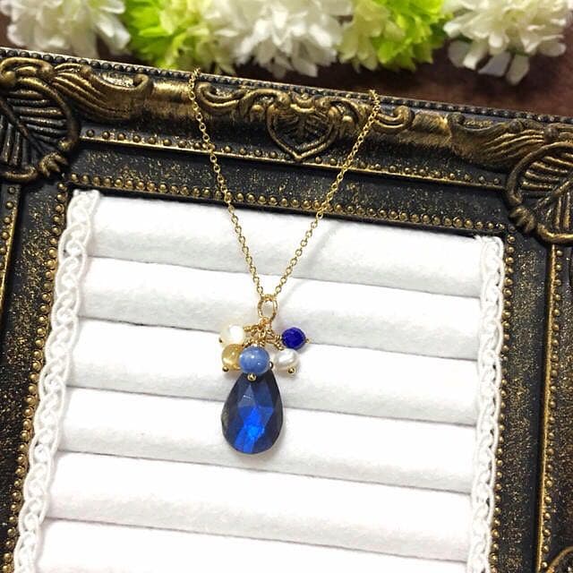 【14kgf 】【魅惑の輝き】ブラックラブラドライトのネックレス45㎝