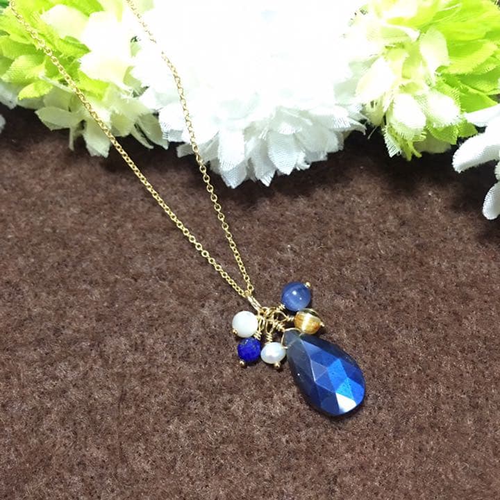 【14kgf 】【魅惑の輝き】ブラックラブラドライトのネックレス45㎝