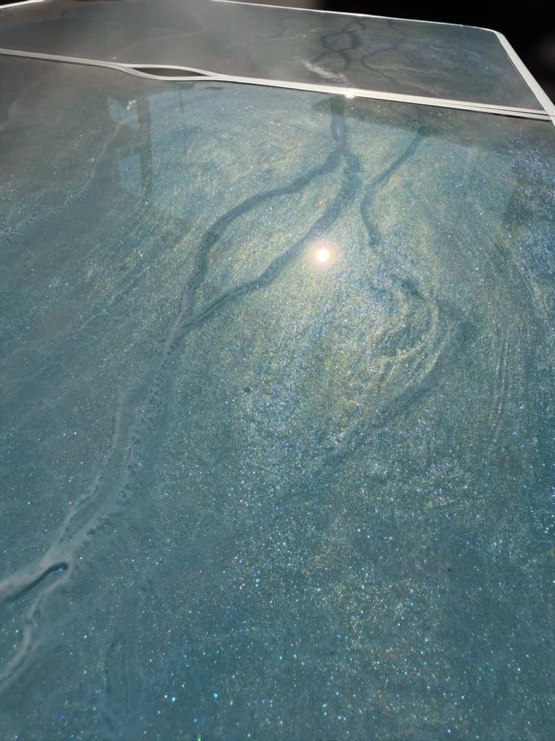 アウトドアテーブル 折りたたみ 90x60 高さ調整　レジン　海　波