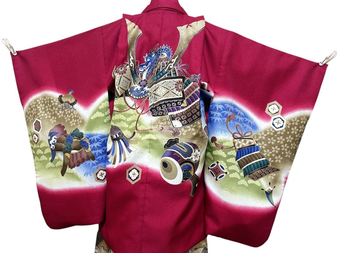 変わり色赤紫♡七五三　大きめ5歳　7歳　男の子　フルセット　一式　兜