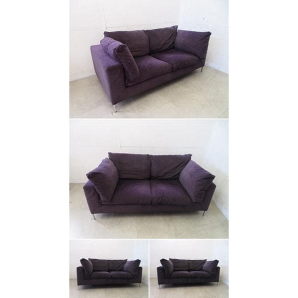 美品■カッシーナ■BOX■2人掛けワイドソファ■フェザー■ナス紺■69.6万円