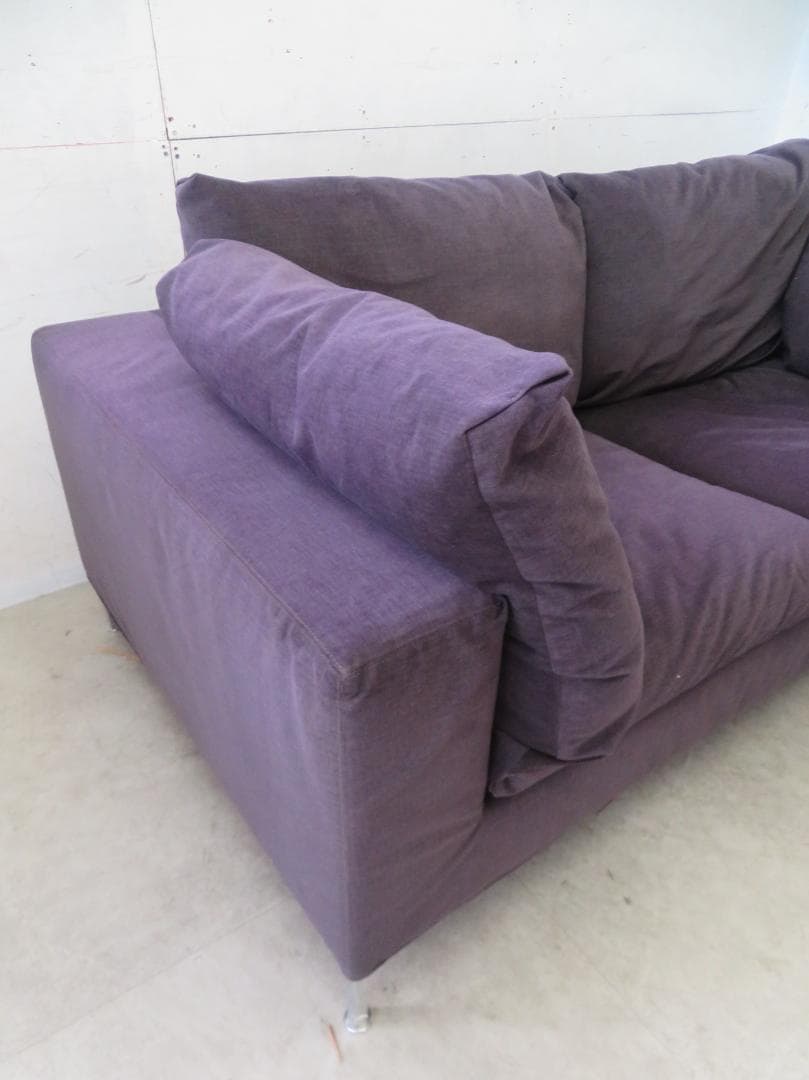 美品■カッシーナ■BOX■2人掛けワイドソファ■フェザー■ナス紺■69.6万円