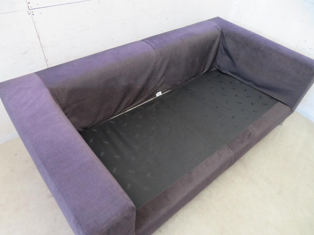 美品■カッシーナ■BOX■2人掛けワイドソファ■フェザー■ナス紺■69.6万円