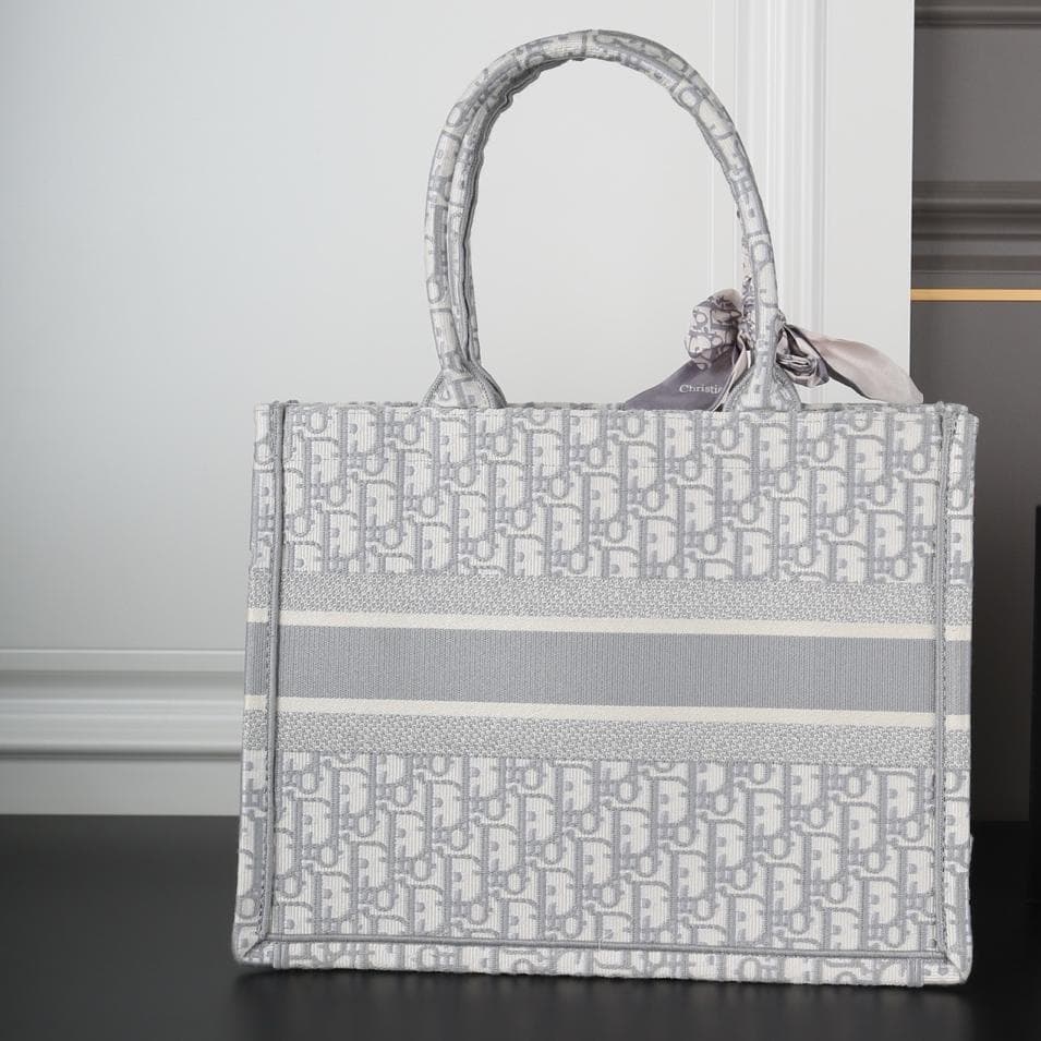 Tote 36cm 刺繡 エコバッグ グレー・ピンク M1296ZRIW