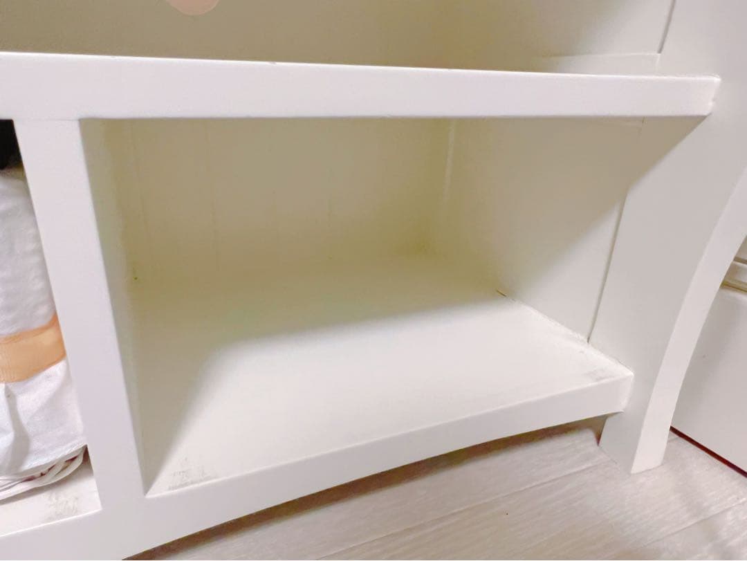 かわいいテレビ台♡収納♡バスケット付♡ガーリー♡北欧♡白♡ホワイト♡リボン♡花♡