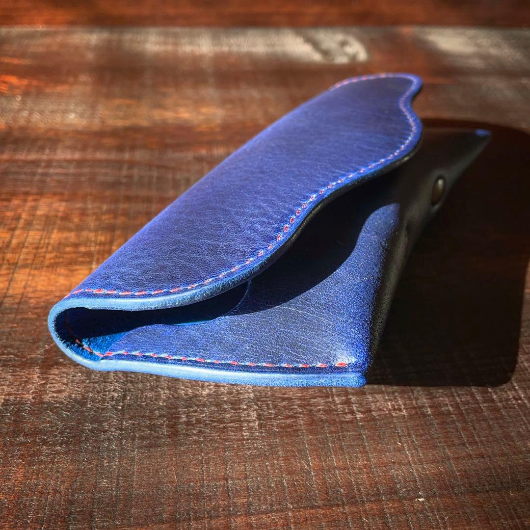 キッキ様専用】5ポケットカードホルダー（ブルー&レッド）メガネケース