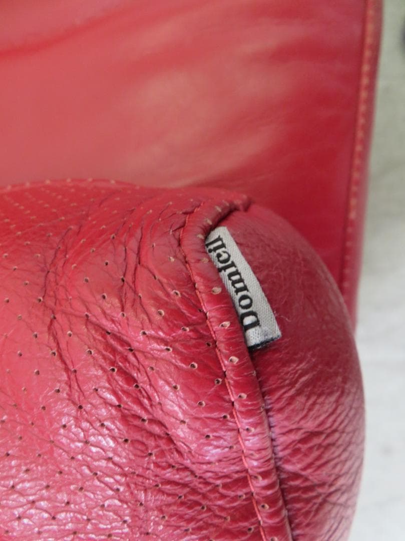 IDC大塚家具■ドミシール■総革■赤■3人掛けソファ■最高級■32万■