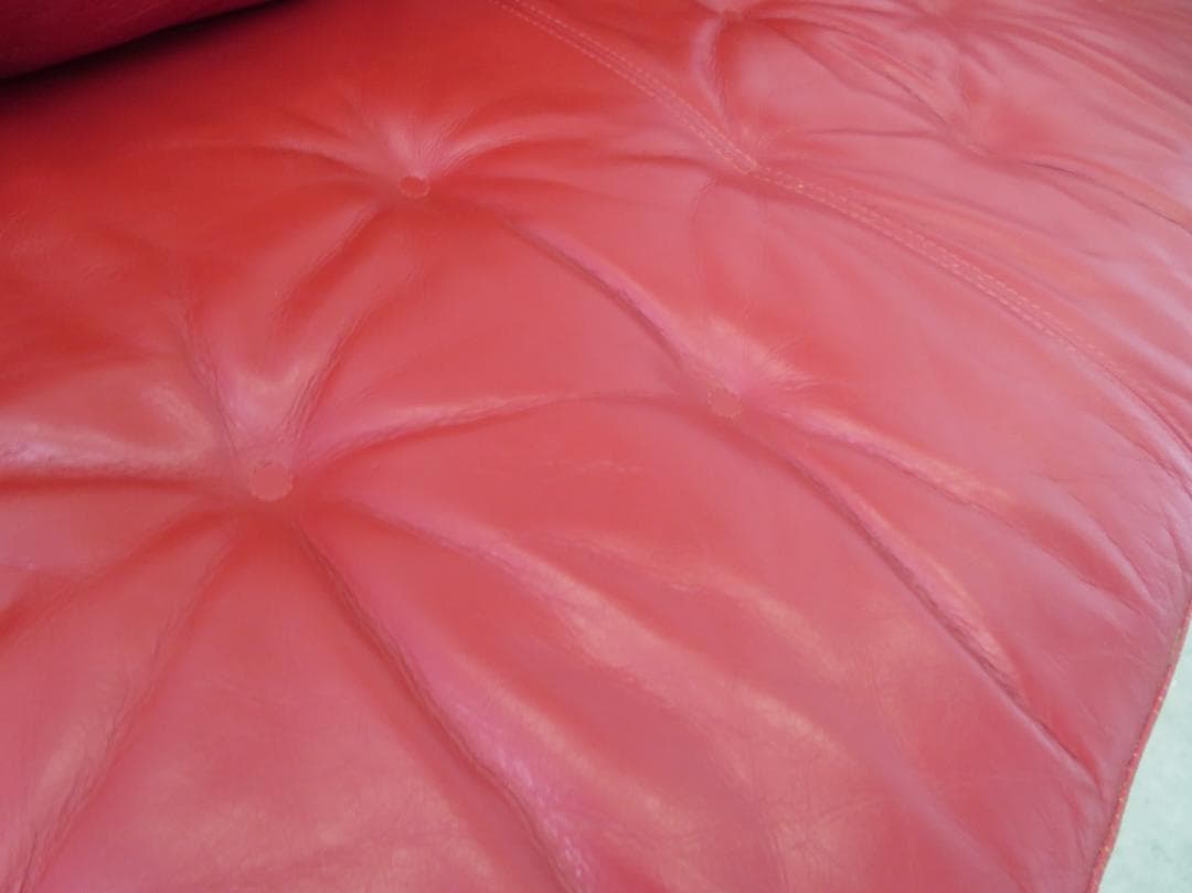 IDC大塚家具■ドミシール■総革■赤■3人掛けソファ■最高級■32万■