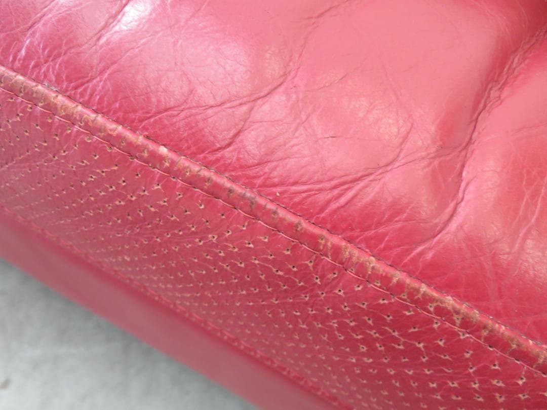 IDC大塚家具■ドミシール■総革■赤■3人掛けソファ■最高級■32万■