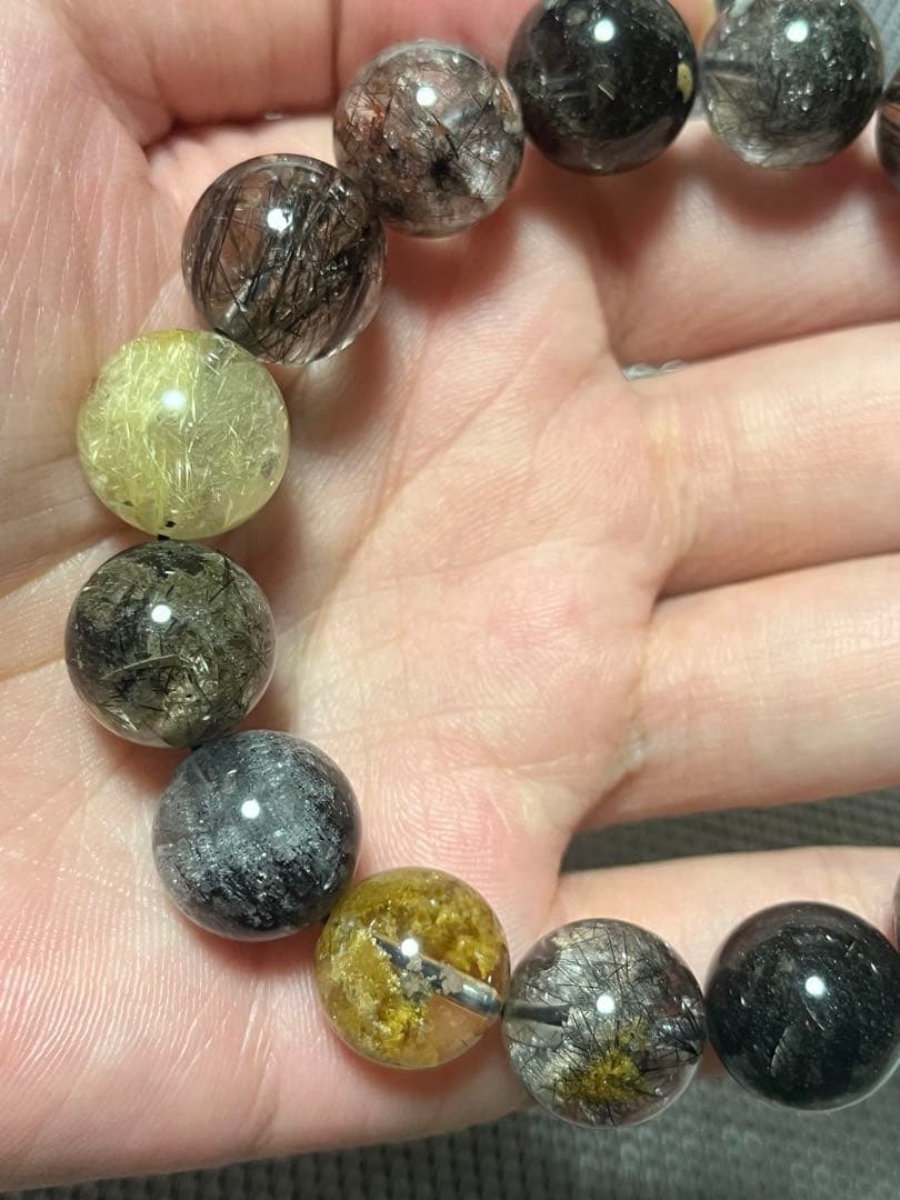 高品質 ガーデンルチルクォーツ ブレスレット 約14mm