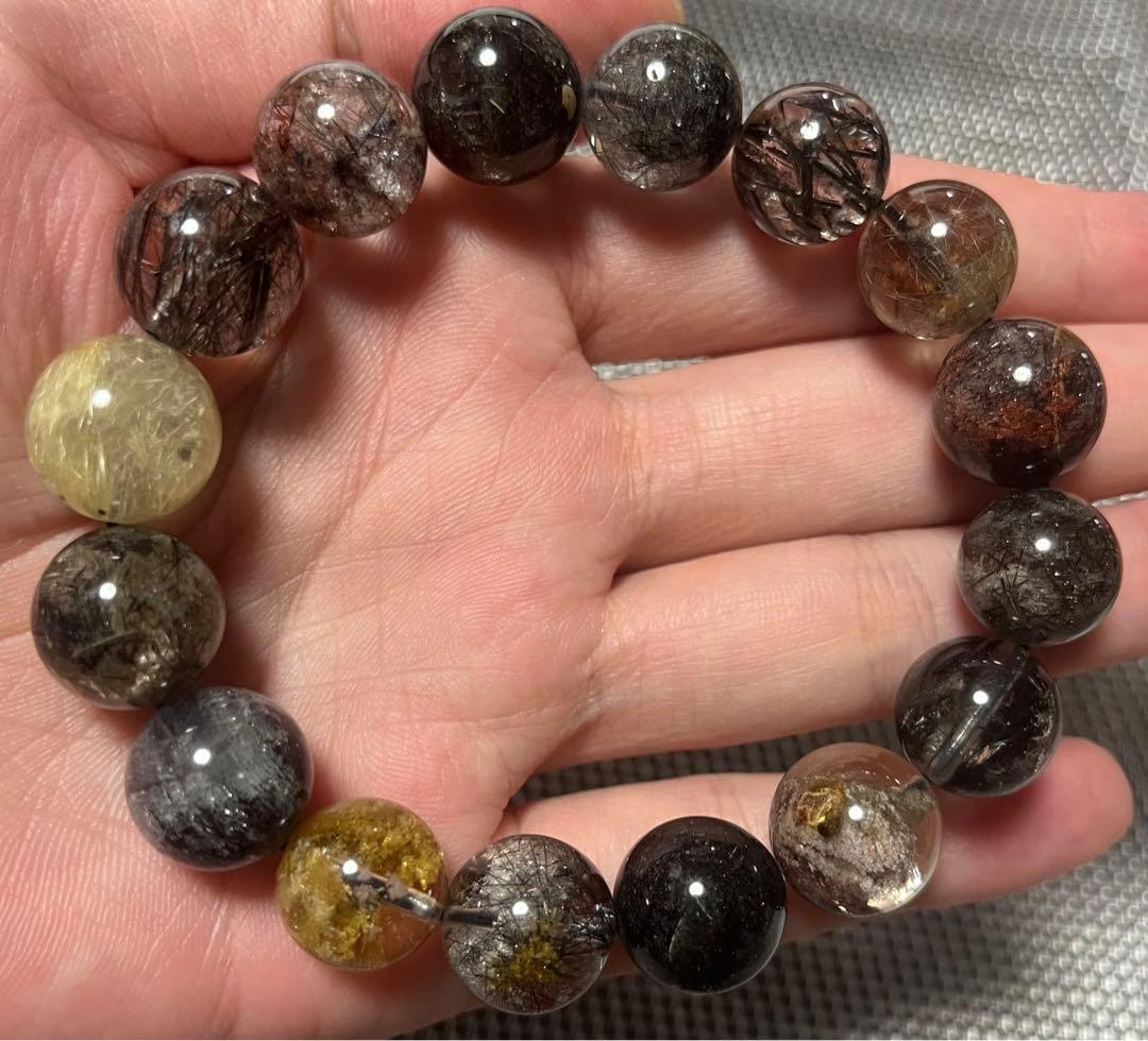 高品質 ガーデンルチルクォーツ ブレスレット 約14mm