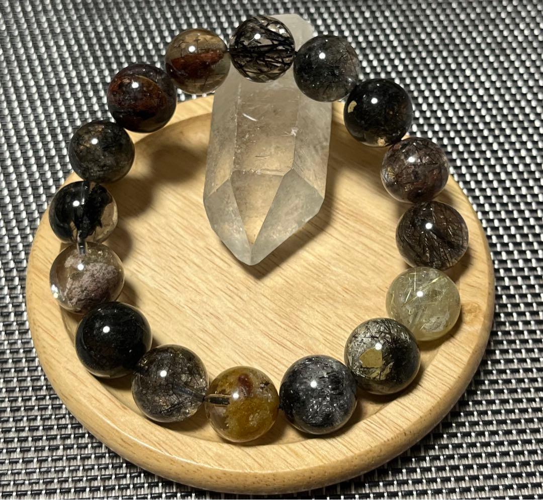 高品質 ガーデンルチルクォーツ ブレスレット 約14mm