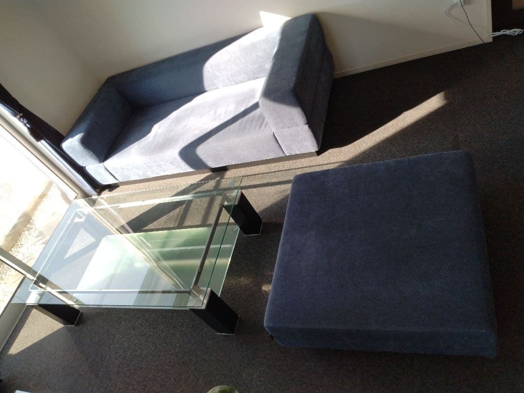 フランフラン　ダークブルー スクエアオットマン