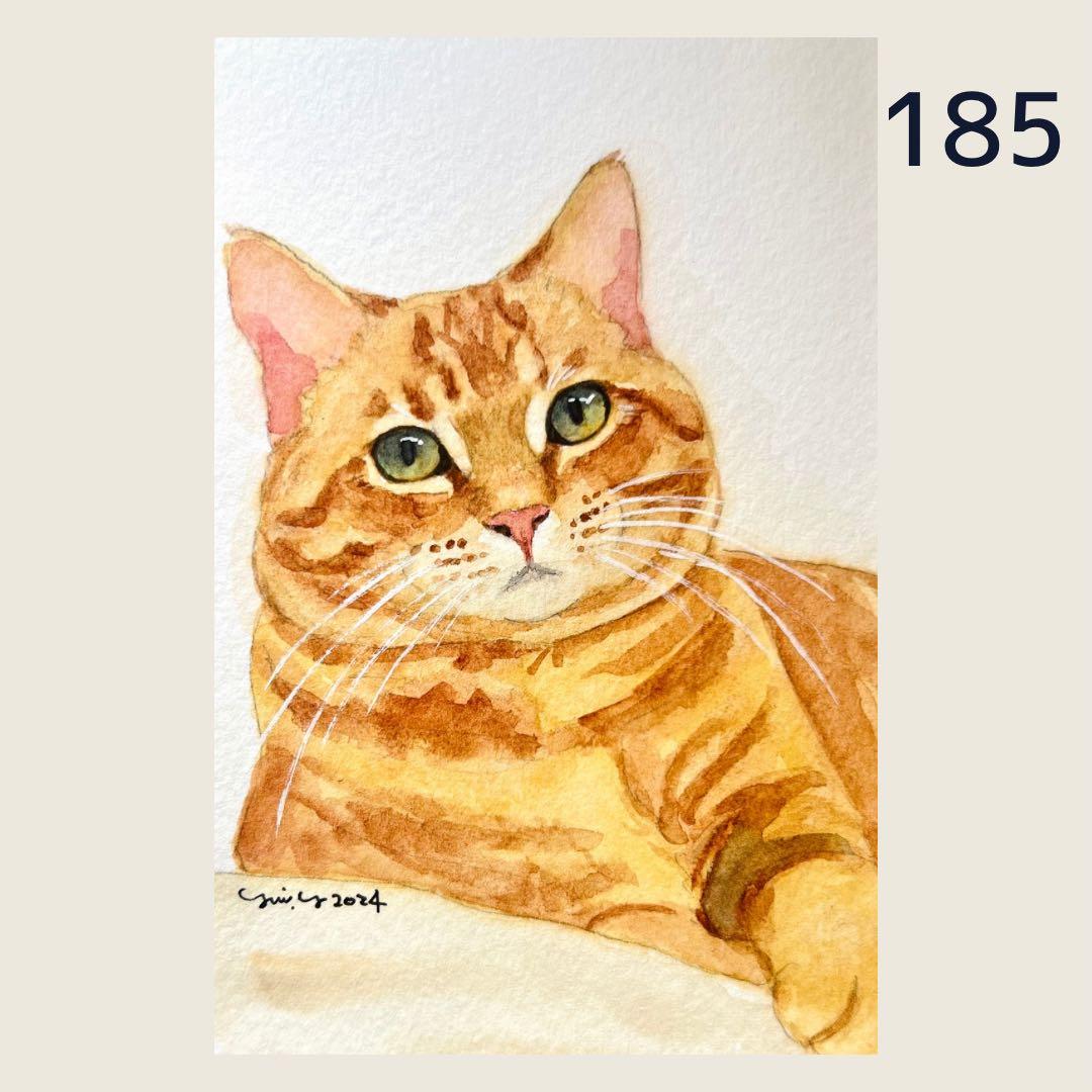 猫の絵185 水彩画 原画 茶トラ猫 - メルカリ