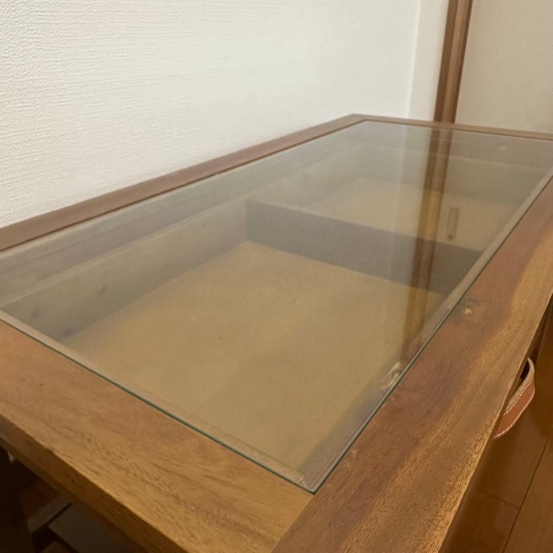 ローテーブル ガラス天板 引き出し付