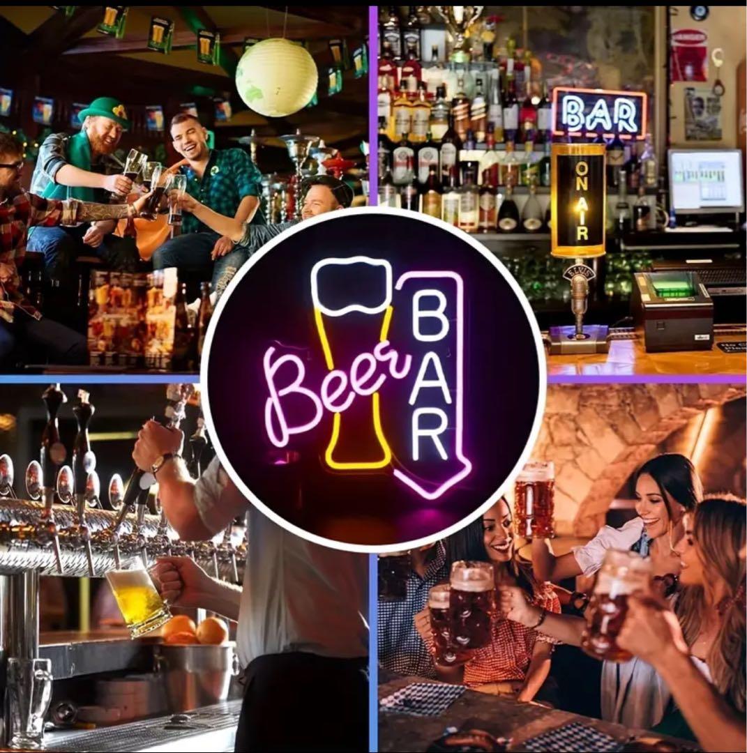 ビール BAR 看板 Beer Bar 居酒屋 酒 ネオン サイン LED