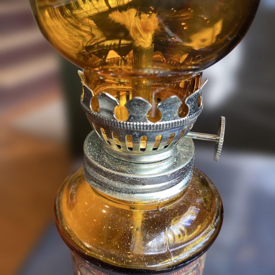 アンバーガラス ヴィンテージアンティーク調オイルランプ未使用品