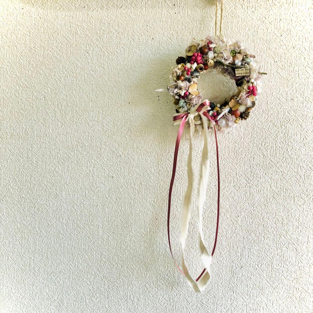 ドライフラワーリース　ドライフラワースワッグ　ユーカリ　ラナンキュラス  紫陽花