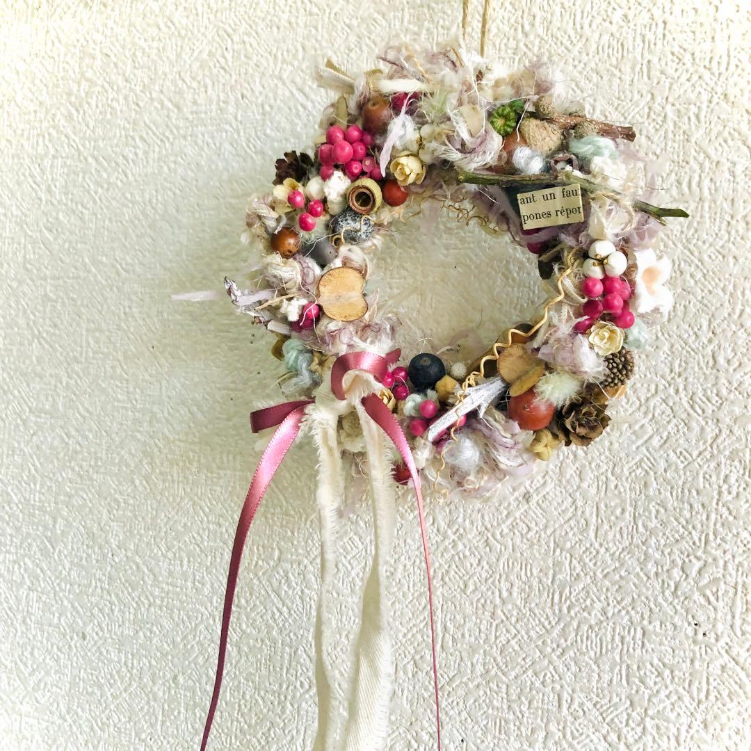 ドライフラワーリース　ドライフラワースワッグ　ユーカリ　ラナンキュラス  紫陽花