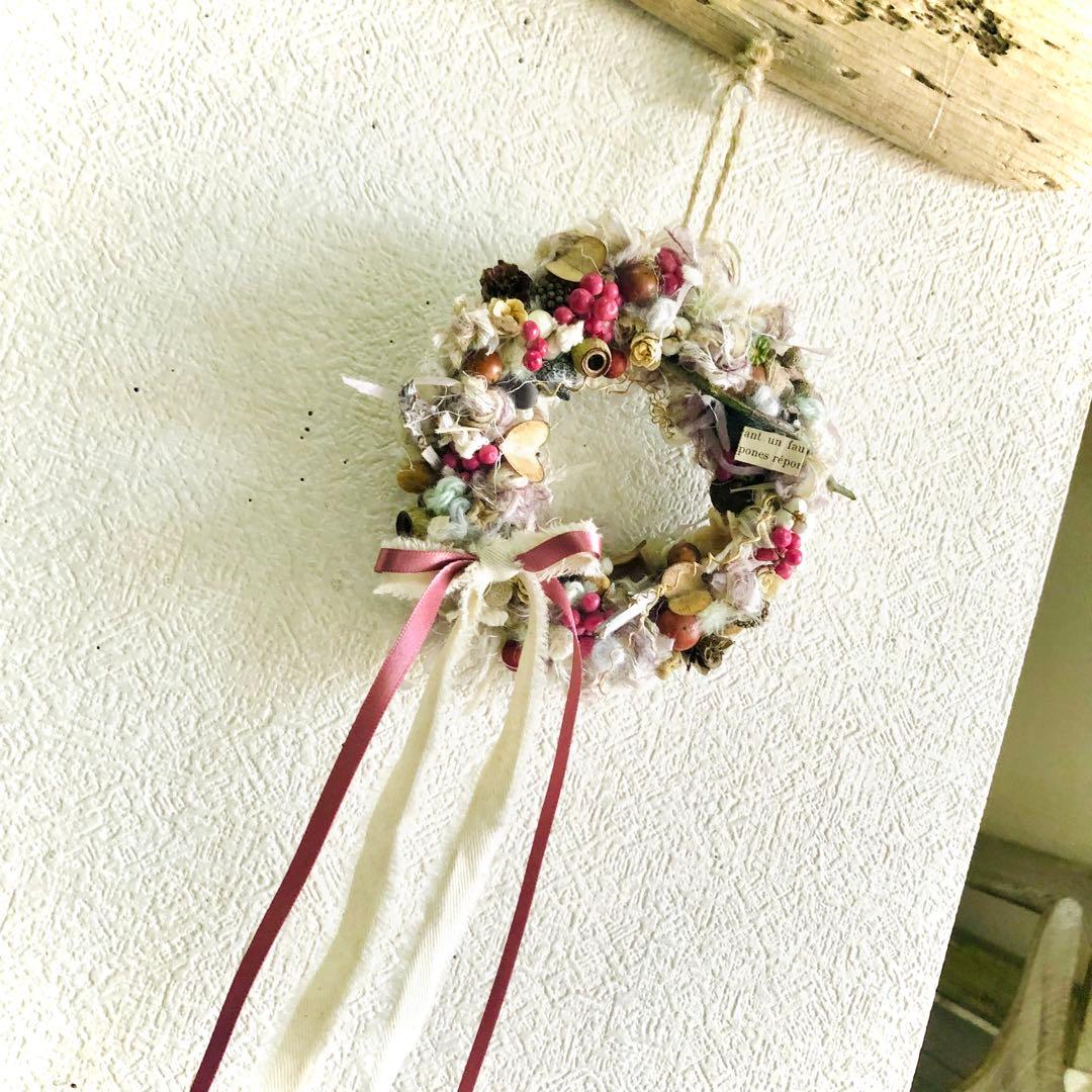 ドライフラワーリース　ドライフラワースワッグ　ユーカリ　ラナンキュラス  紫陽花