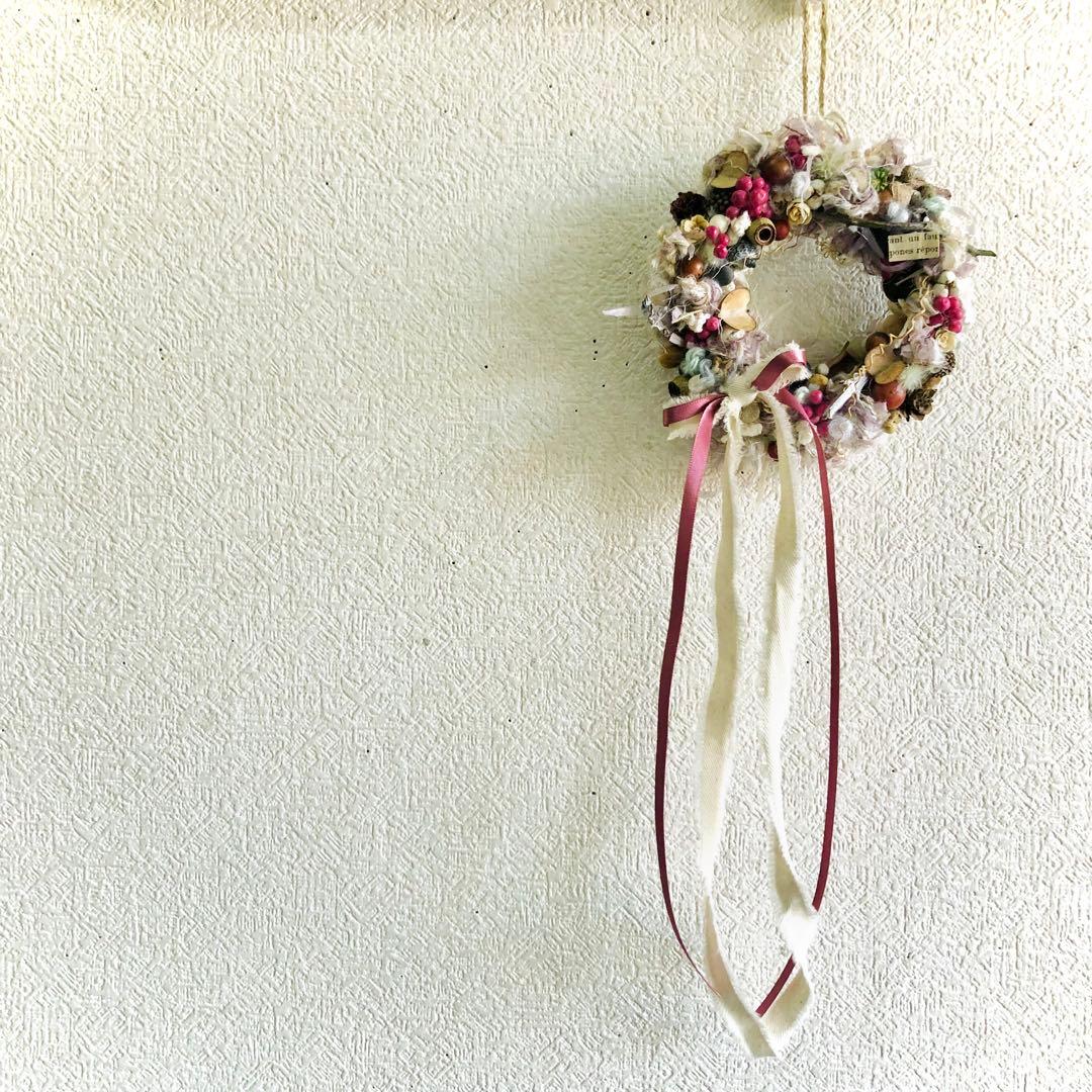 ドライフラワーリース　ドライフラワースワッグ　ユーカリ　ラナンキュラス  紫陽花