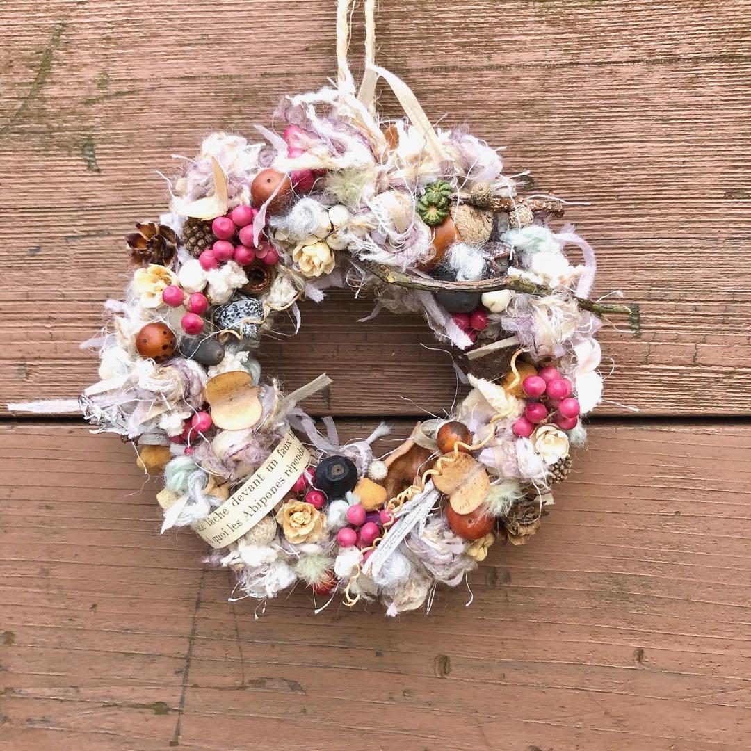 ドライフラワーリース　ドライフラワースワッグ　ユーカリ　ラナンキュラス  紫陽花
