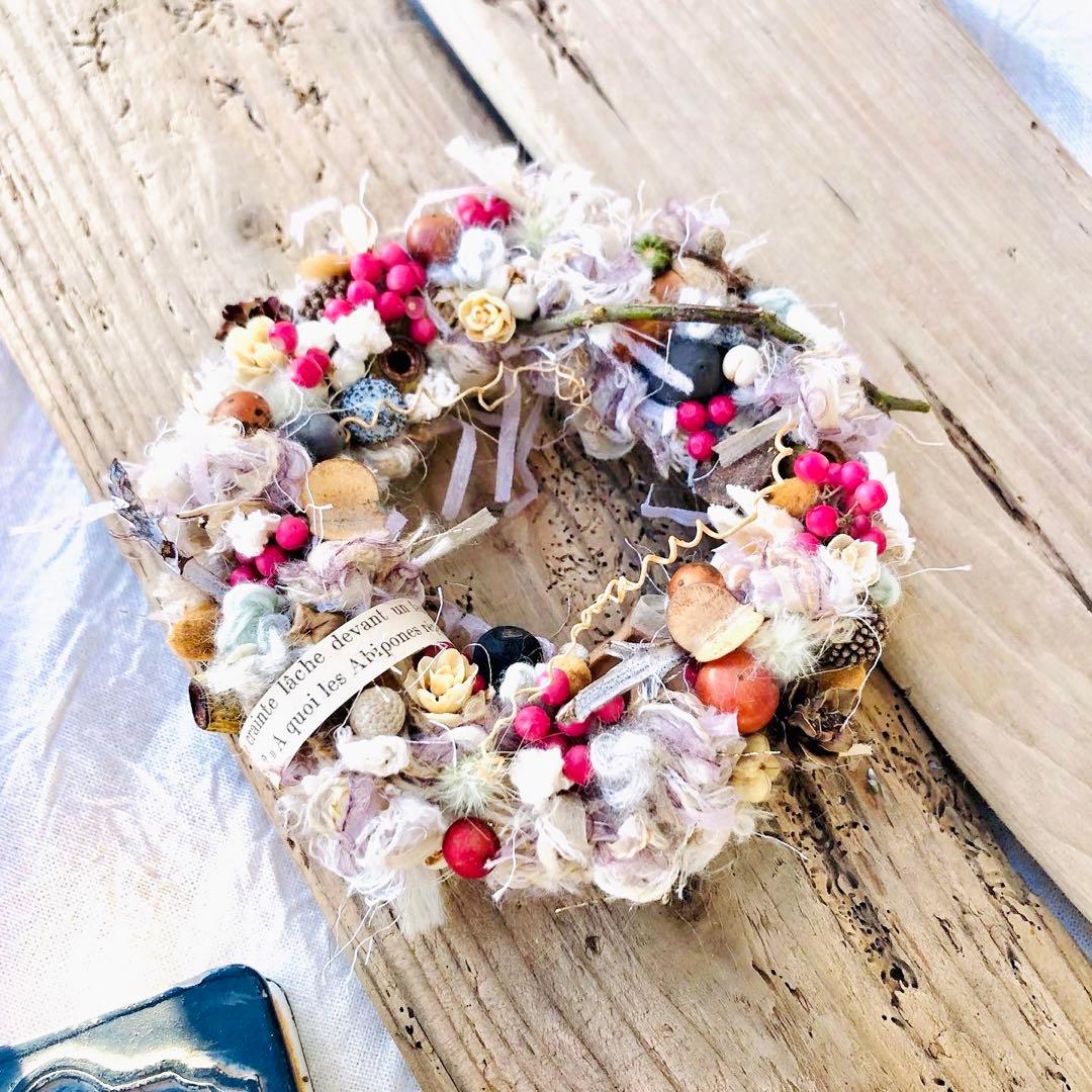 ドライフラワーリース　ドライフラワースワッグ　ユーカリ　ラナンキュラス  紫陽花