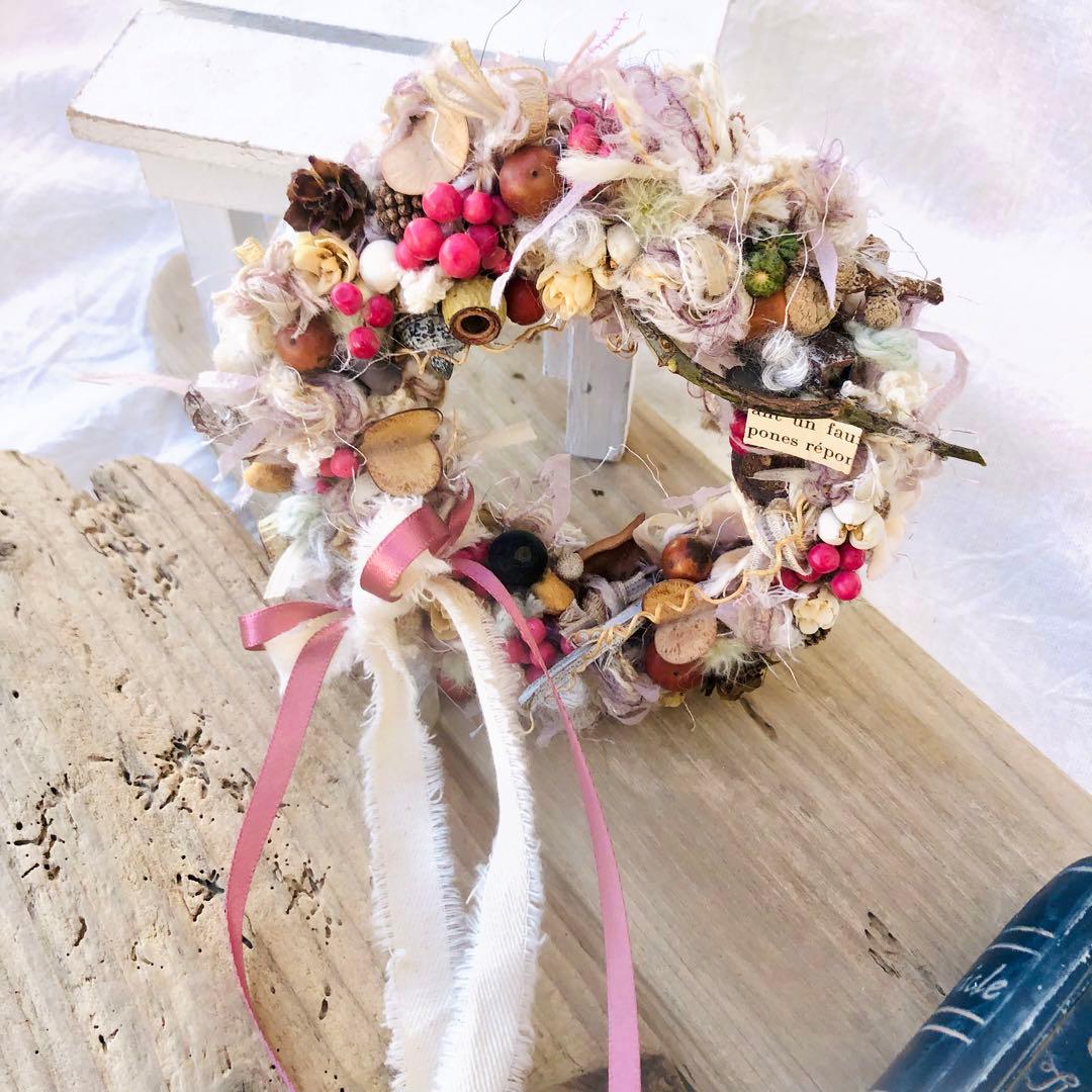 ドライフラワーリース　ドライフラワースワッグ　ユーカリ　ラナンキュラス  紫陽花