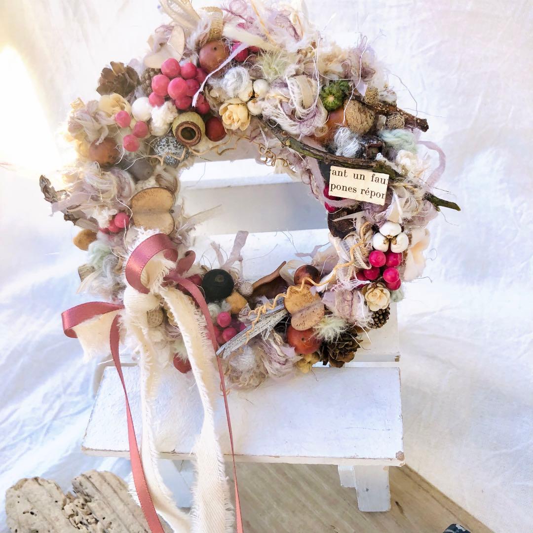 ドライフラワーリース　ドライフラワースワッグ　ユーカリ　ラナンキュラス  紫陽花