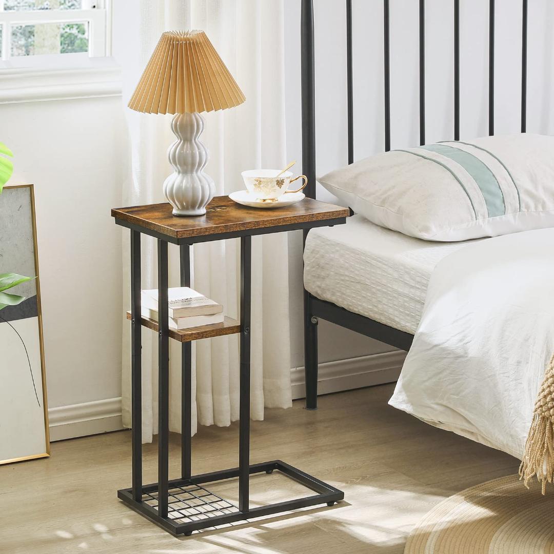 実用的 多機能 サイドテーブル 収納たくさん コの字型