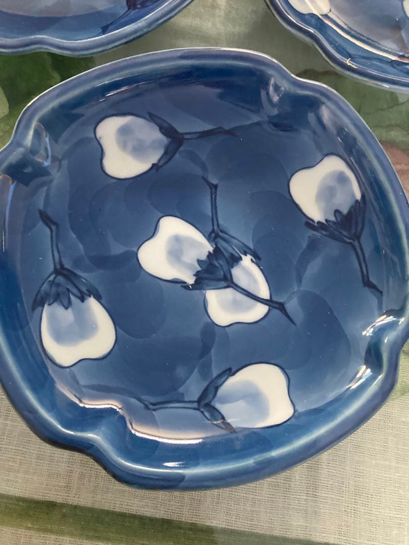 源右衞門窯　染付茄子絵銘々皿