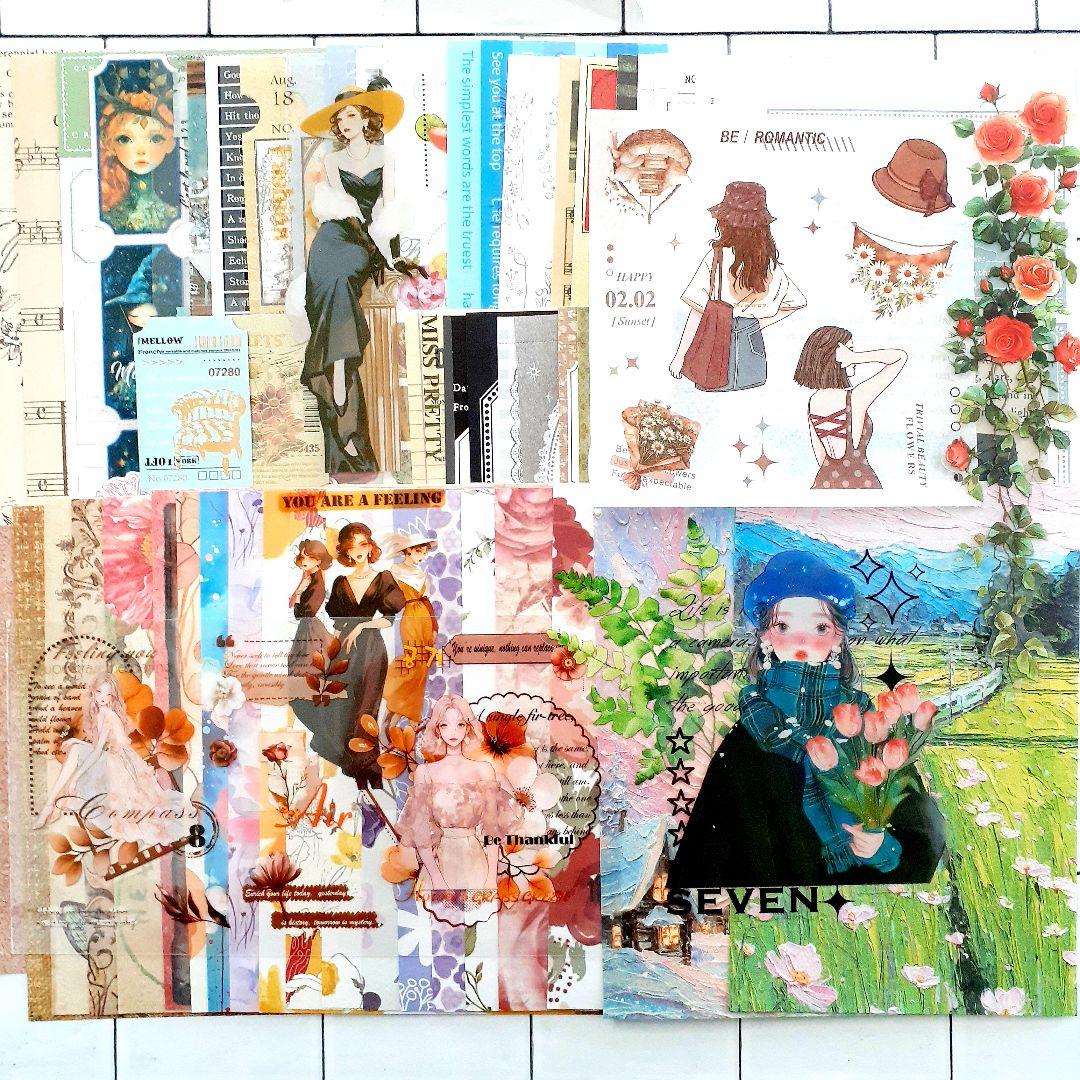 コラージュ素材 おすそ分け 250枚 ステッカー 紙モノ シール まとめ