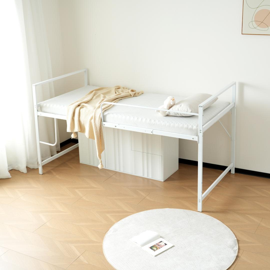 超人気！【高さ110cm】ロフトベッド収納 北欧風 大人 一人暮らし WHITE