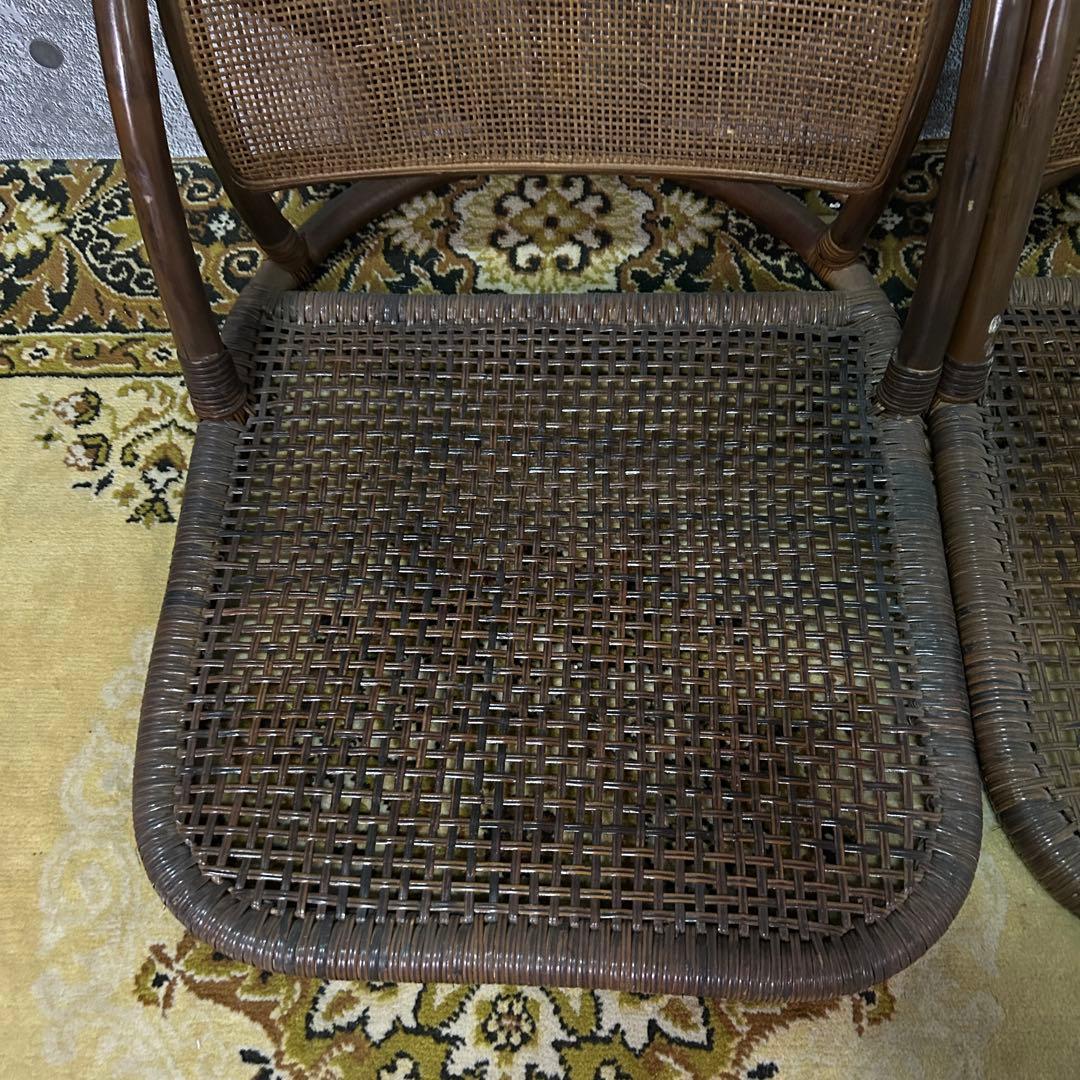 ꧁籐家具꧂ラタン座卓&座椅子2脚セット ガラス 食卓 机 椅子 いす イス