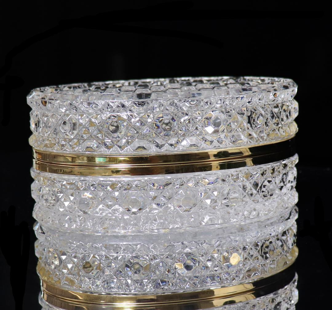 オールド・バカラ 金装飾 大型 1kg ダイヤモンドカット 宝石箱 ゴールド