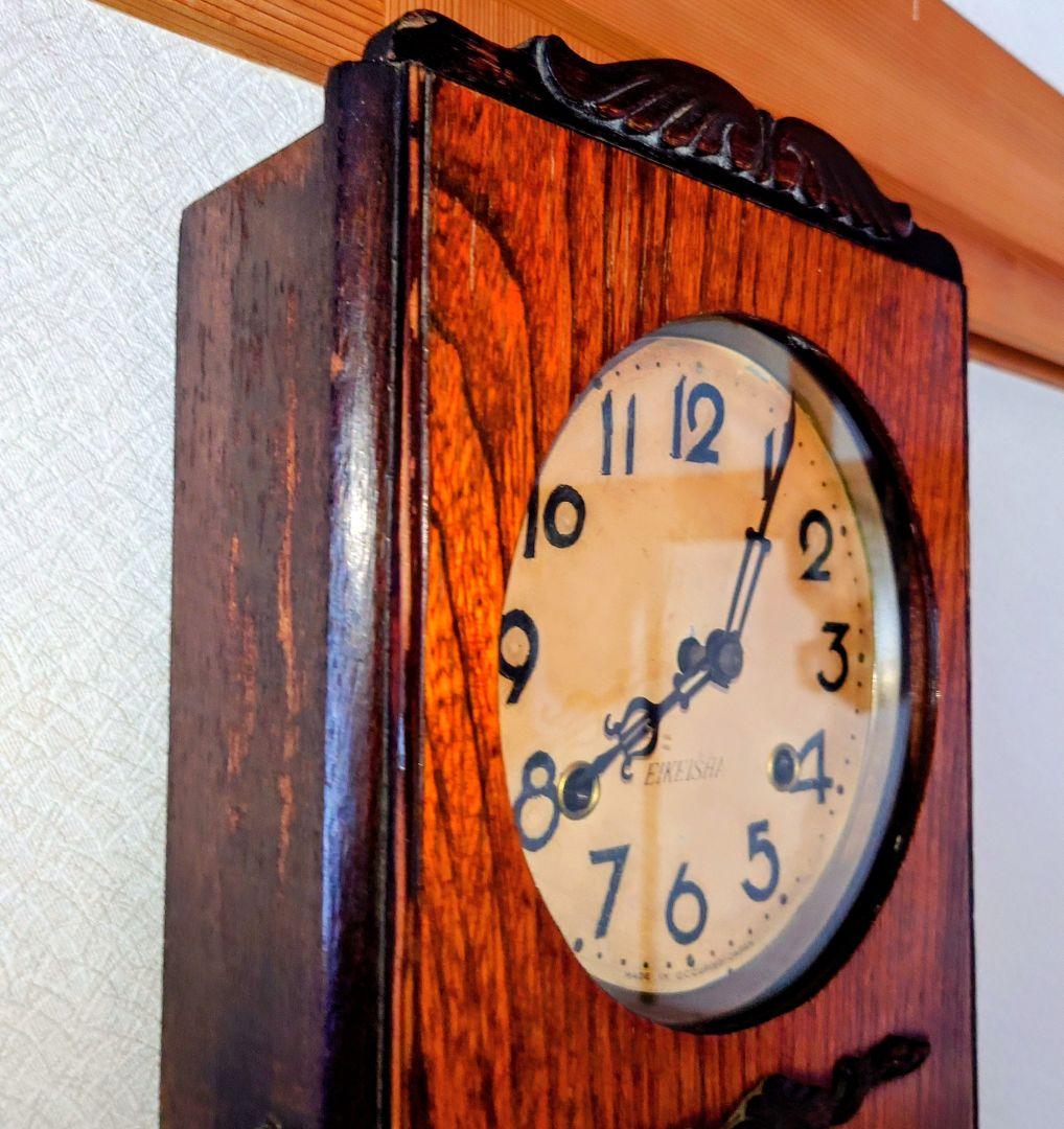 〈完動・美品〉栄計舎　 OCCUPIED JAPAN　箱型ゼンマイ振り子時計