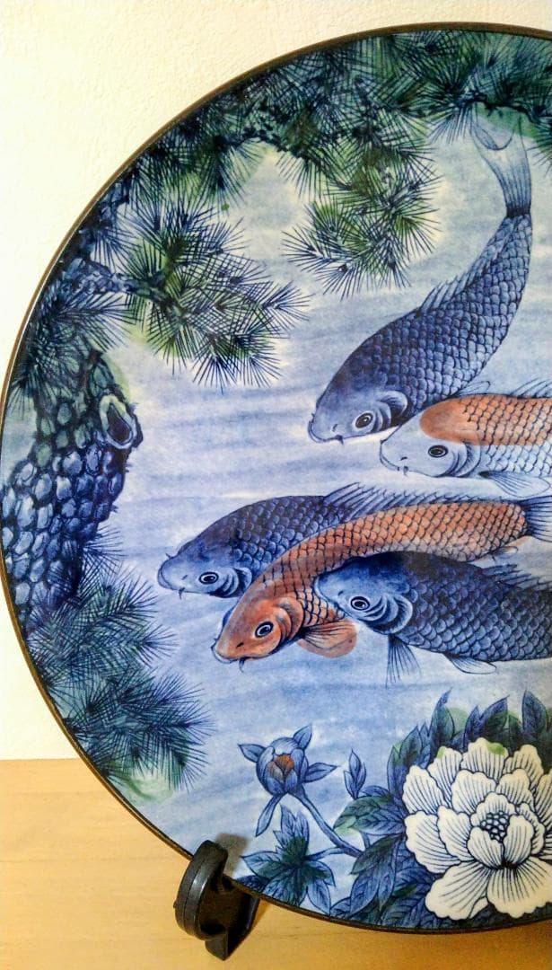 有田焼 鯉 五匹鯉 美しい 大皿 絵皿 飾り皿 骨董 陶器 皿 アンティーク