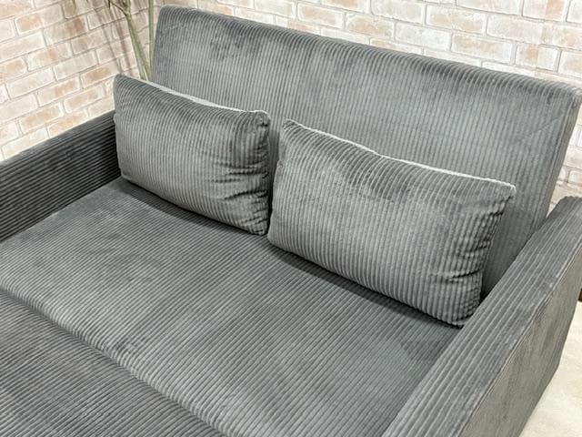 ソファーベッド　ソファ　２人掛け　ブラウン　グレー　コーデュロイ　新品
