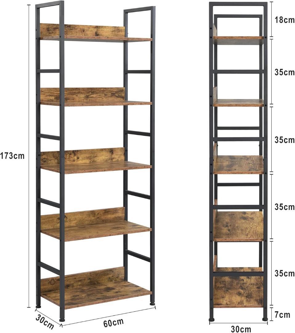 XINYF オープンシェルフ ラック 5段 60×30×171cm(L5段茶色)