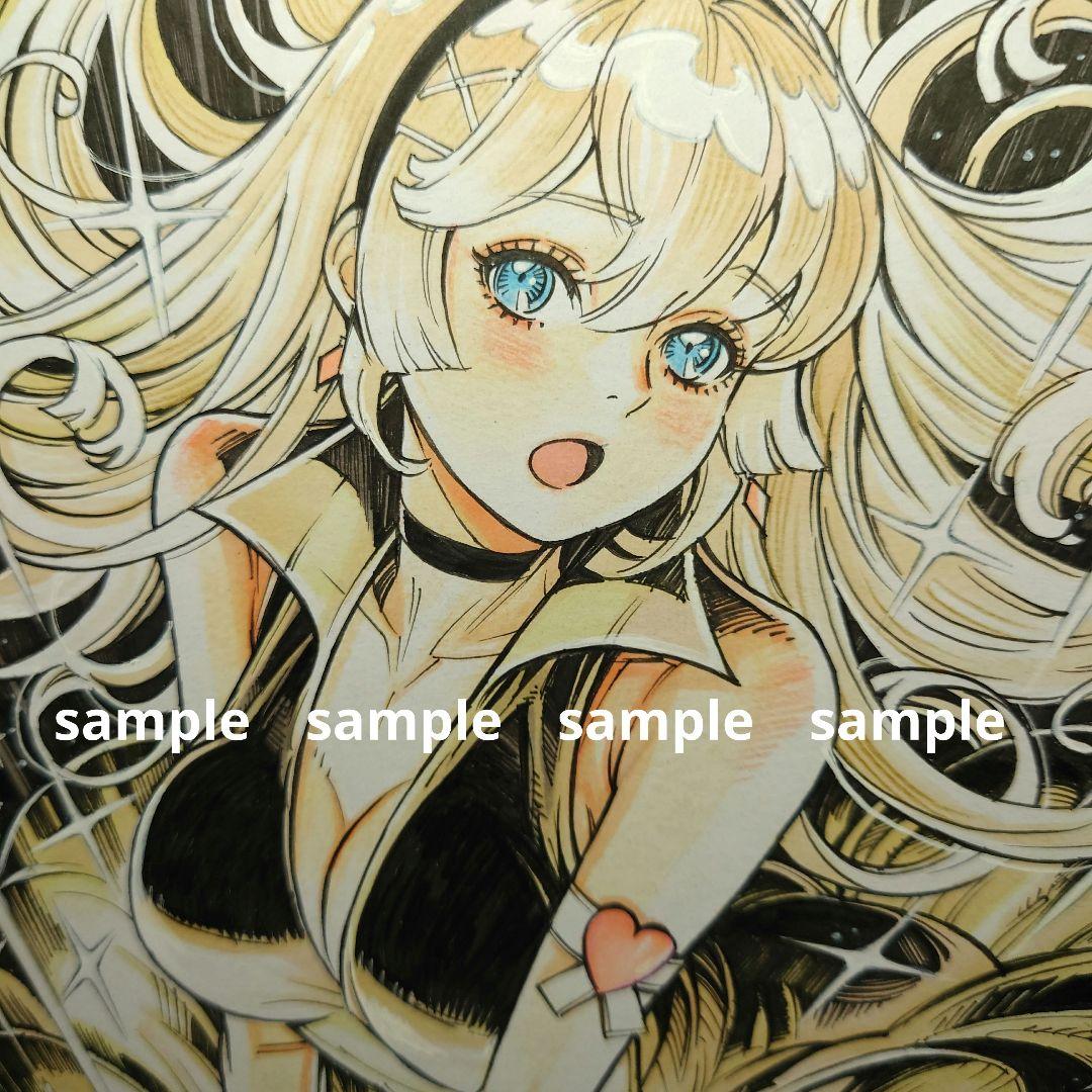 【手描きイラスト 239】オリジナル原画中色紙「マリリンにハニーフラッシュ」