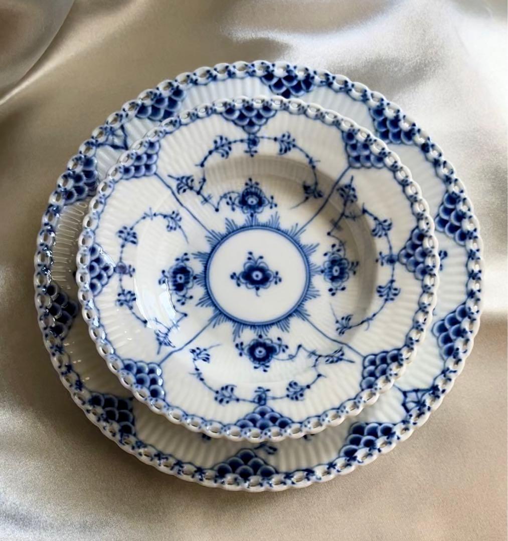 【未使用】稀少★ロイヤルコペンハーゲン　フルレース　ディーププレート15㎝