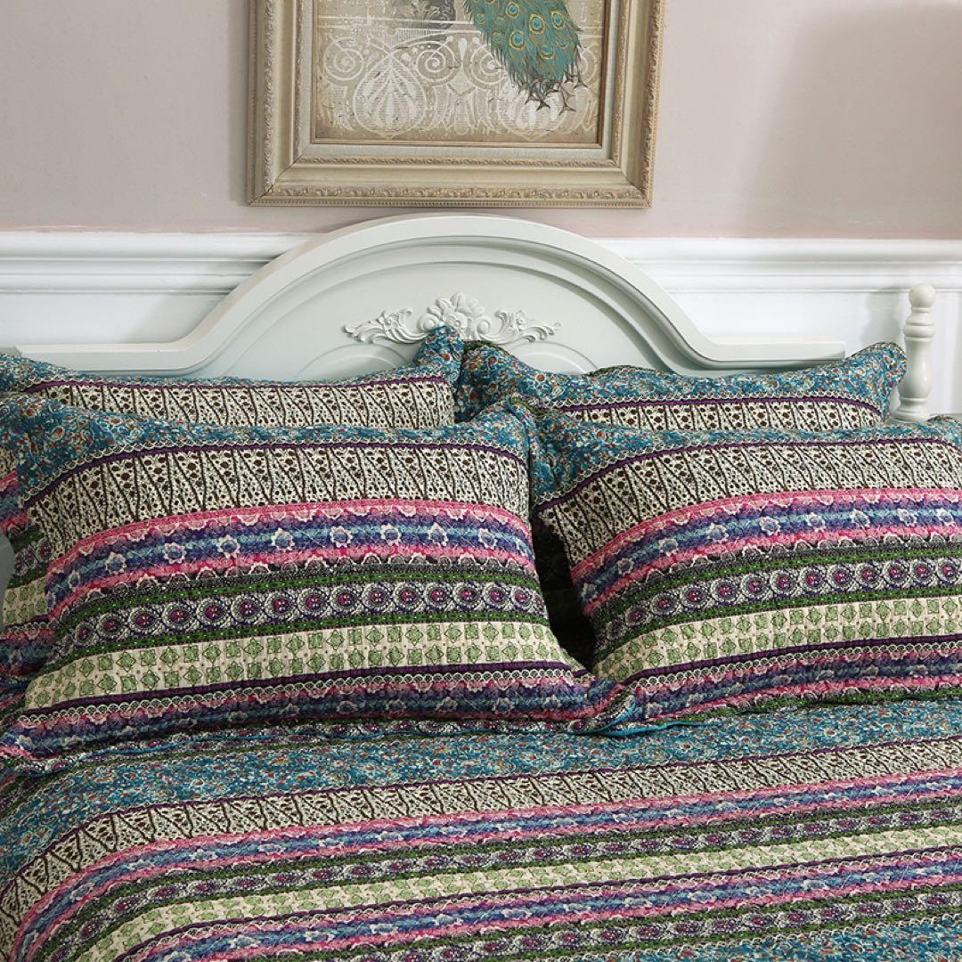 キルトベッドカバー3点セット綿マルチカバー キルティング 284