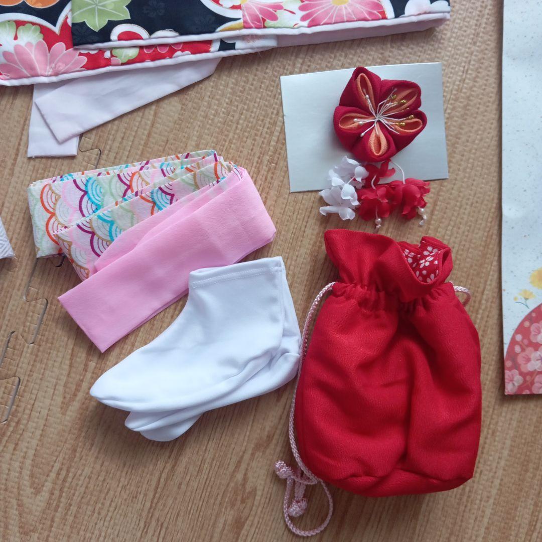 七五三用赤と多色の着物セット