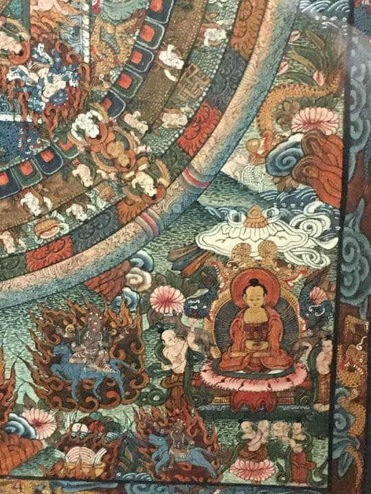 曼荼羅 チベット 額装 手描き 肉筆綿密画