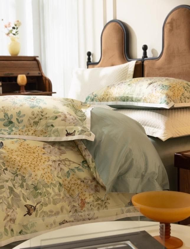 【オーダーメイド可】エジプト超長綿100% 850TC 花柄 蝶々 4点セット