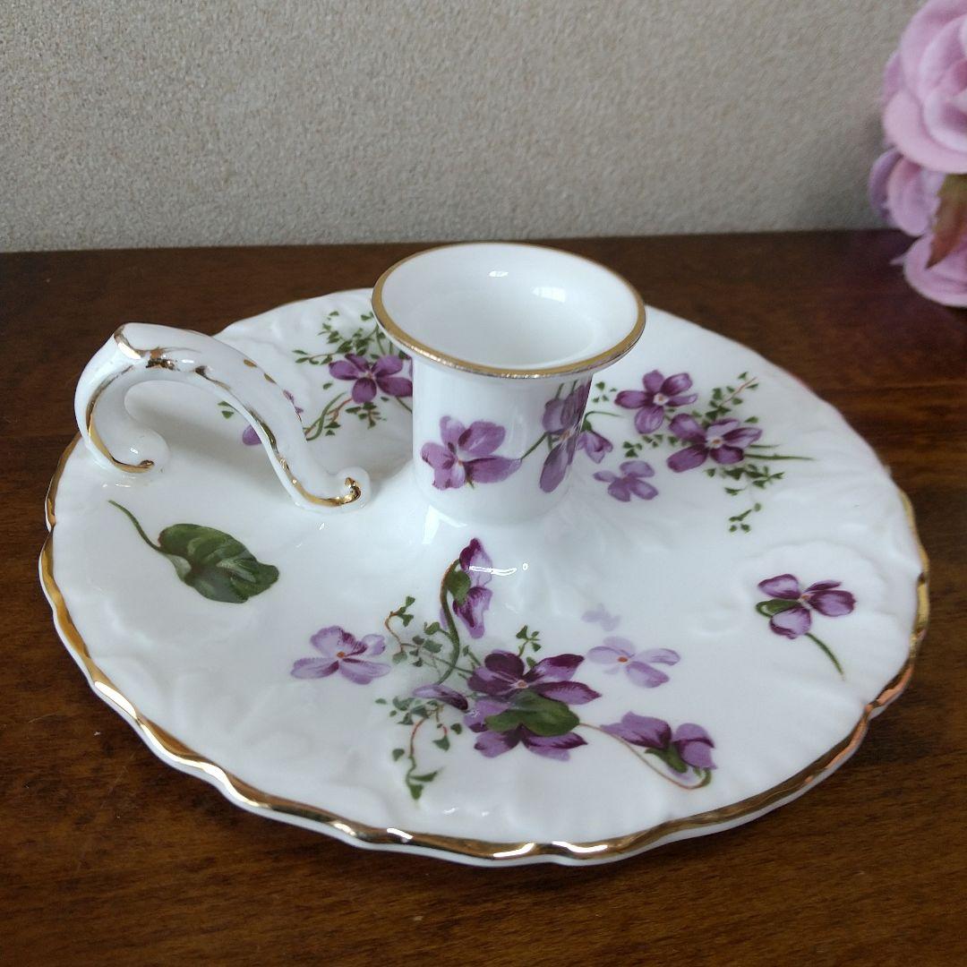 ハマースレイ ビクトリアンバイオレット キャンドルスタンド 平型