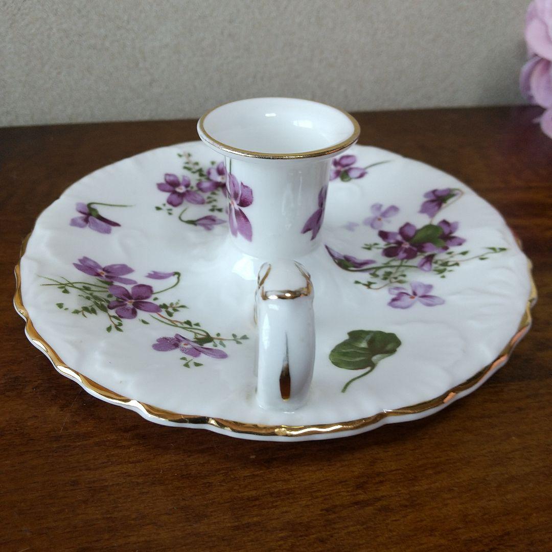 ハマースレイ ビクトリアンバイオレット キャンドルスタンド 平型