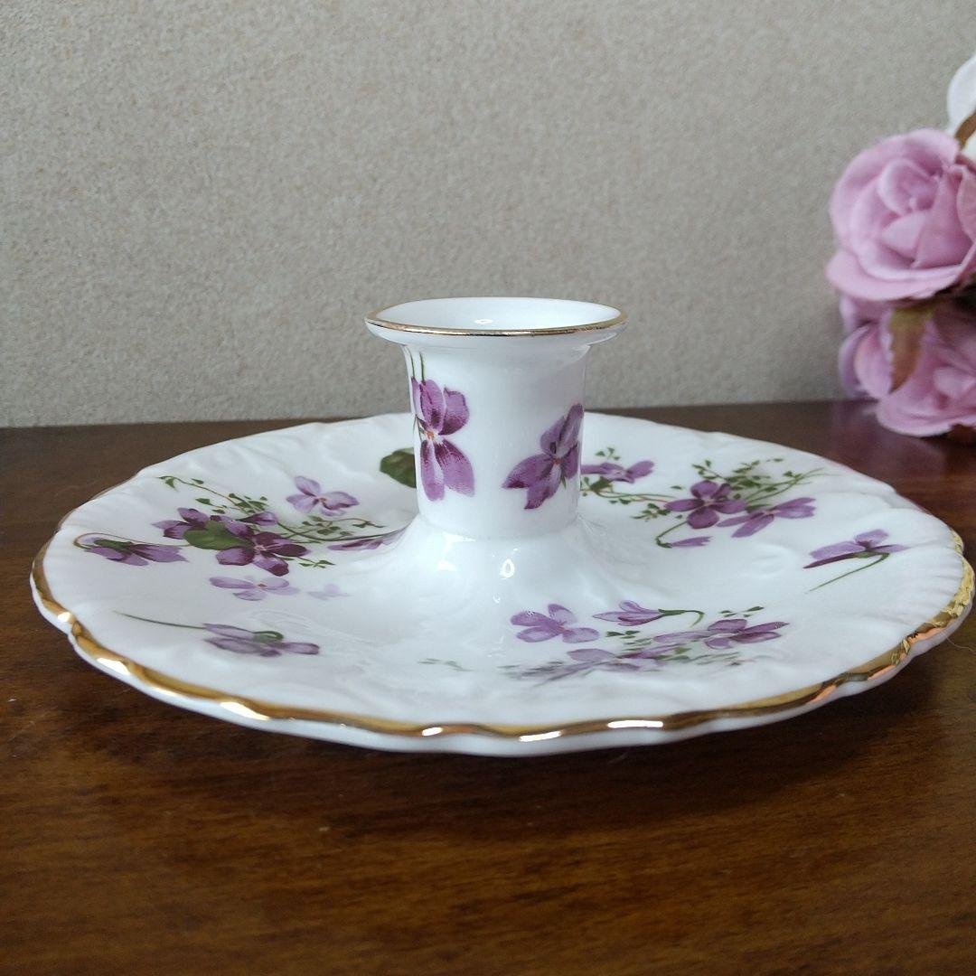 ハマースレイ ビクトリアンバイオレット キャンドルスタンド 平型