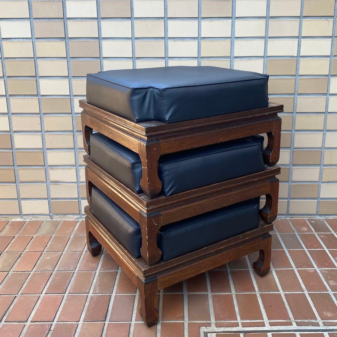 3段スタッキング オットマン/スツール椅子チェア★1960'ビンテージUSA