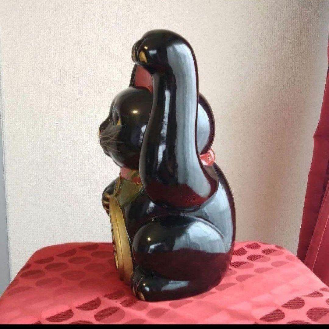 今だけ特別値引✨存在感抜群！厄除け招き猫★黒猫左手上げ8号手長・現品限り